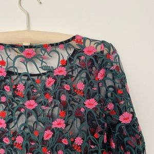 Anthropologie Floral Embroidered Mesh Tunic  by Moulinette Soeurs, Sheer